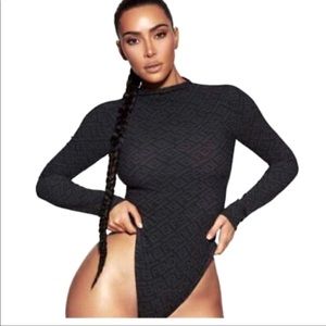 Fendi × Skims Mock Neck Long Sleeve Bodysuit